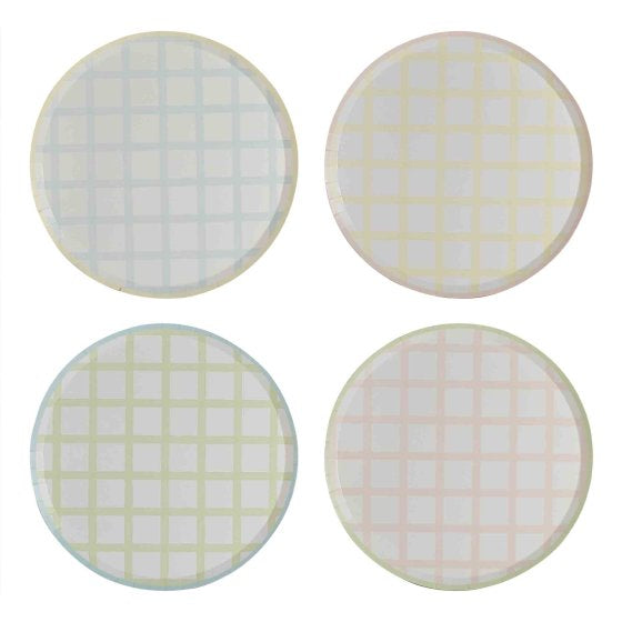 Pastel Gingham Eco Paper Plates - Pack of 8