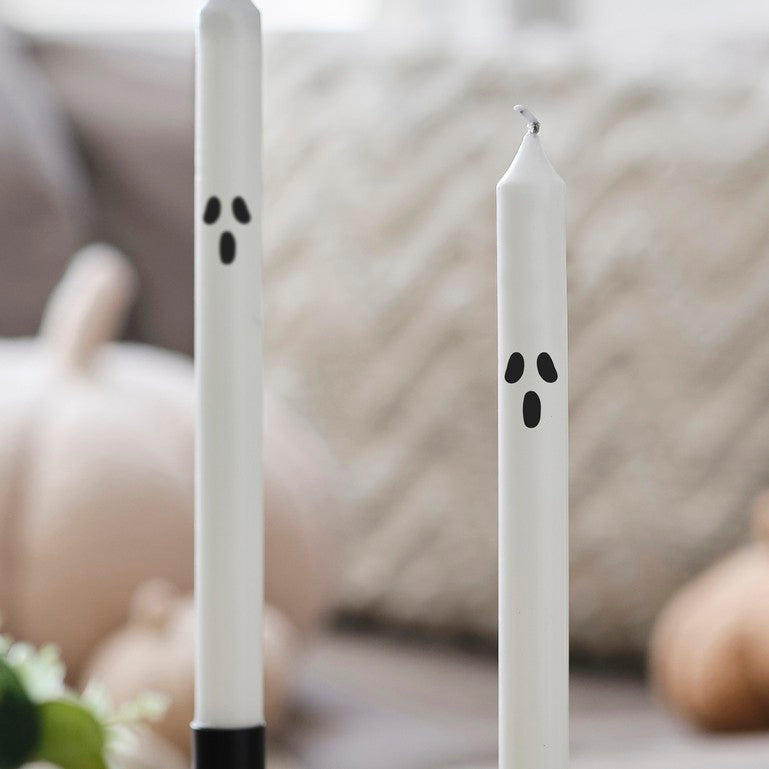 Halloween Ghost Face Dinner Candles