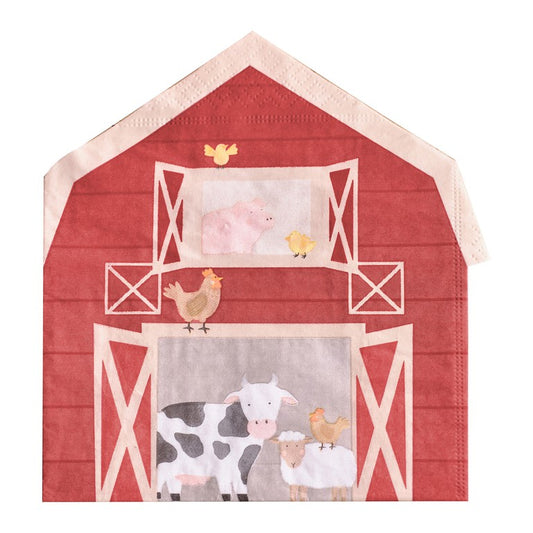 Farm Animal Party Barn Shaped Paper Napkins