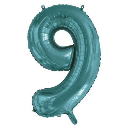 Teal 86cm Number 9 Balloon