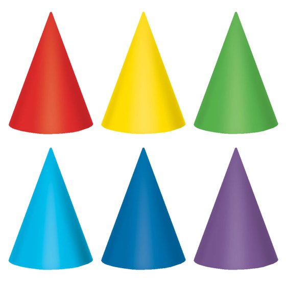 Primary Colour Party Hats 12pk