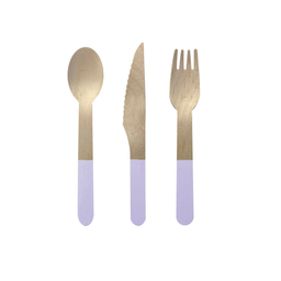 Wooden Cutlery Set - Pastel Lilac