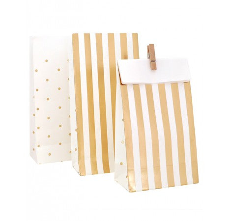 Gold Stripe & Spot Treat Bags - Pack of 10