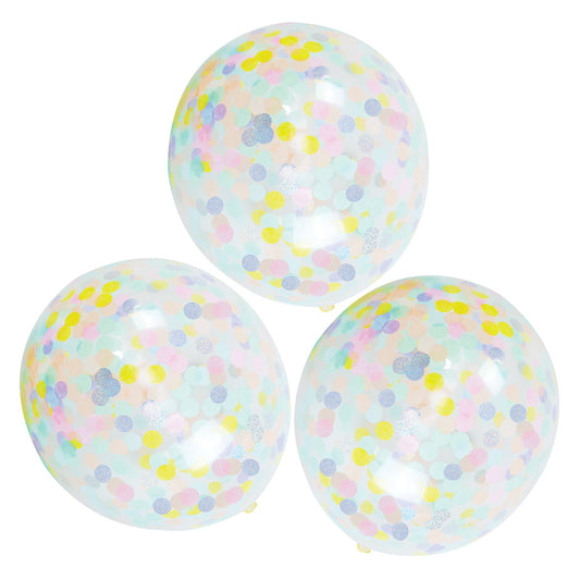 45cm Pastel Confetti Filled Balloons - Pack of 3