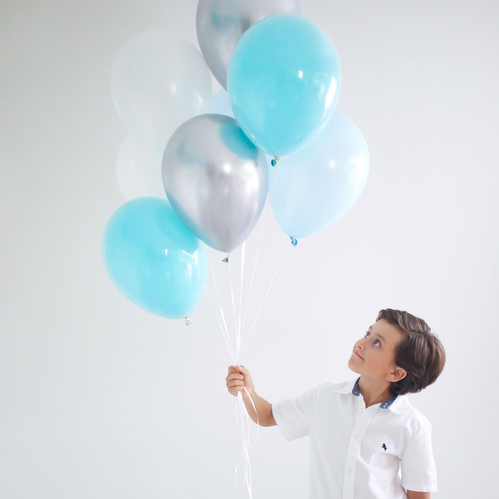 Blue + Silver Balloon Bouquet - Pack of 8
