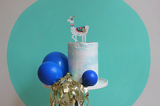 Hey Party Llama Cake Topper - BLUE