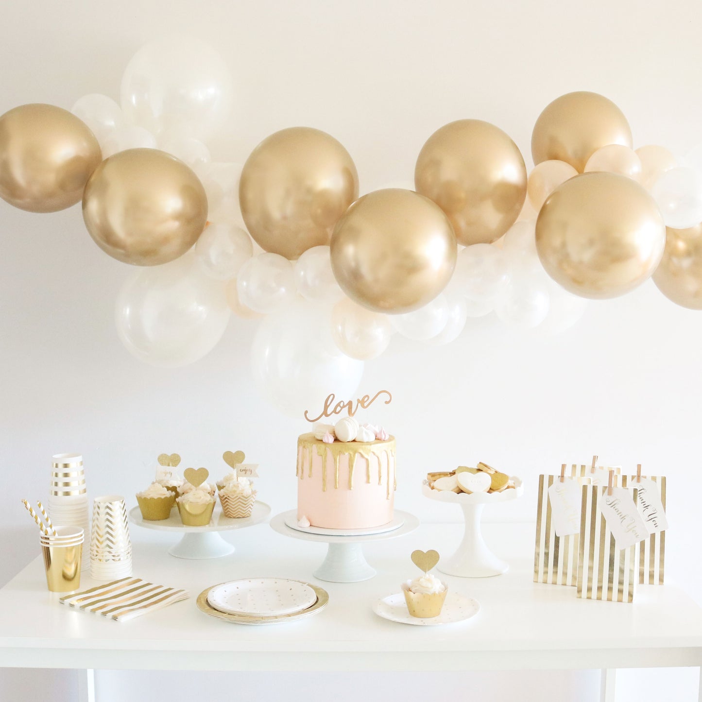 Balloon Garland Kit DIY - Gold + White