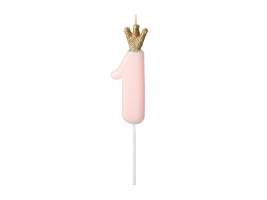 Pink Number Crown Birthday Candle