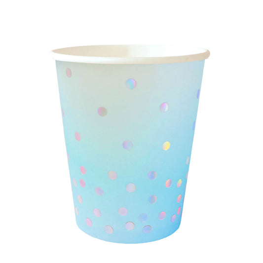 Blue Iridescent Paper Cups - Pack of 10