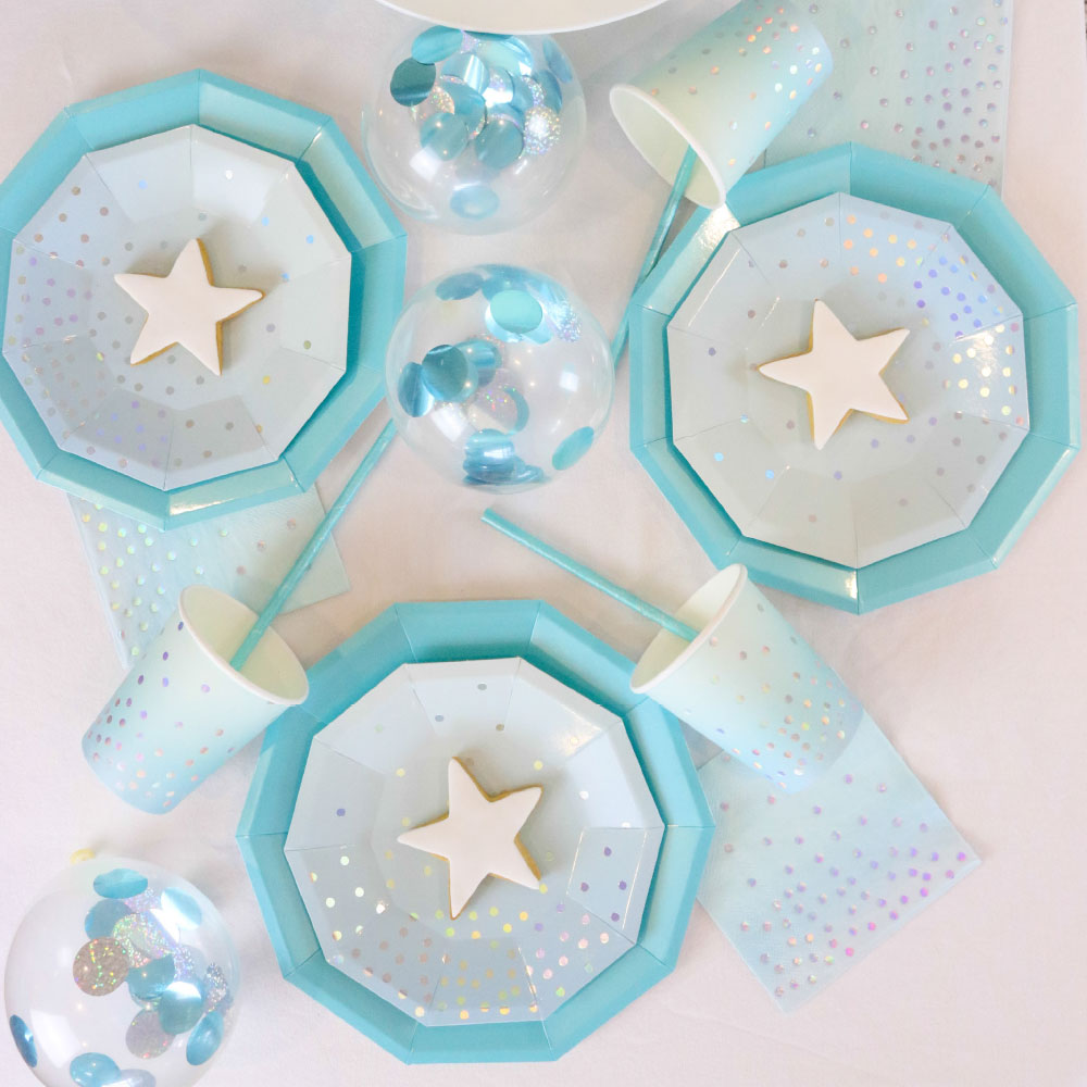 Blue Iridescent Dessert Plates - Pack of 10