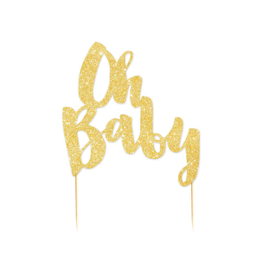 Gold Glitter 'Oh Baby' Cake Topper