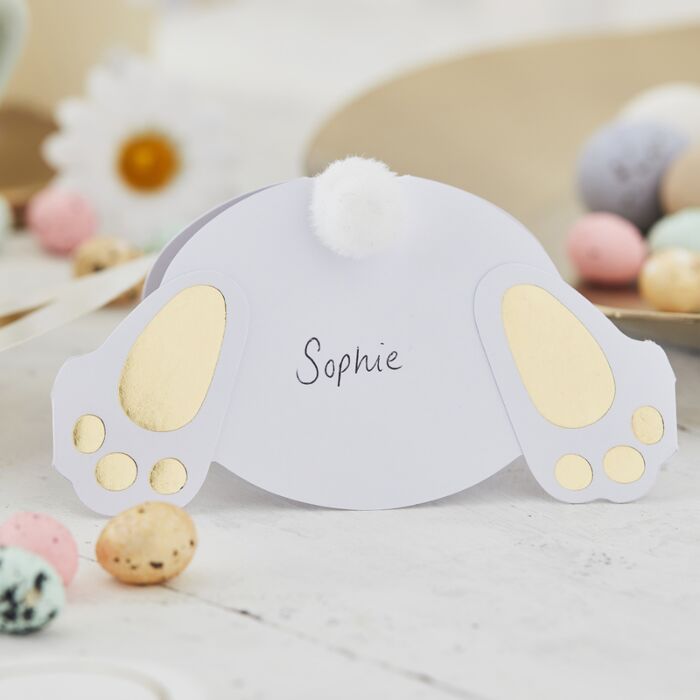 Bunny Pom Pom Tail Easter Name Place Cards