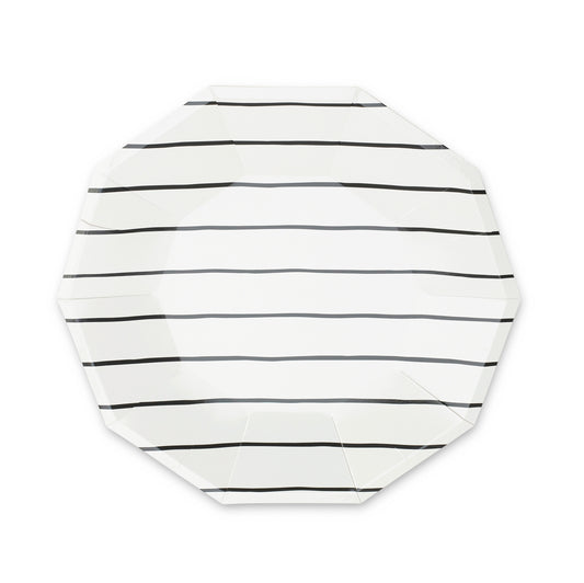 Frenchie Striped Large Plates - Black