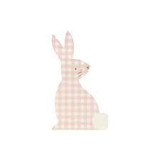Gingham Bunny Shaped Paper Napkins - Pack of 16