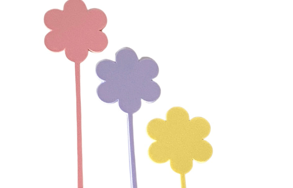 Pastel Daisy Acrylic Cake Toppers - Set of 3