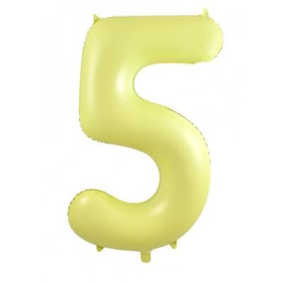 Pastel Yellow 86cm Number 5 Balloon