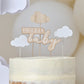 Wooden Hello Baby and Clouds Baby Shower Cake Topper Set