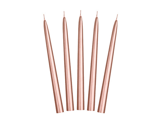 Rose Gold 24cm Unscented Taper Candles - Pack of 10