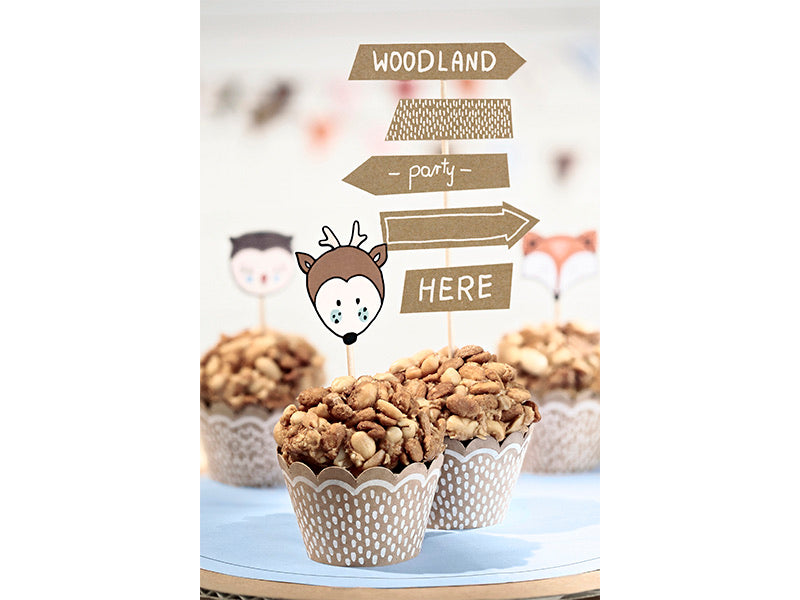 Woodland Party Cupcake Wrapper + Topper Set