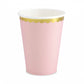 Light Pink Gold Rimmed Paper Cups - Pack of 6