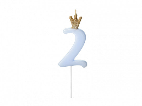 Blue Number Crown Birthday Candle