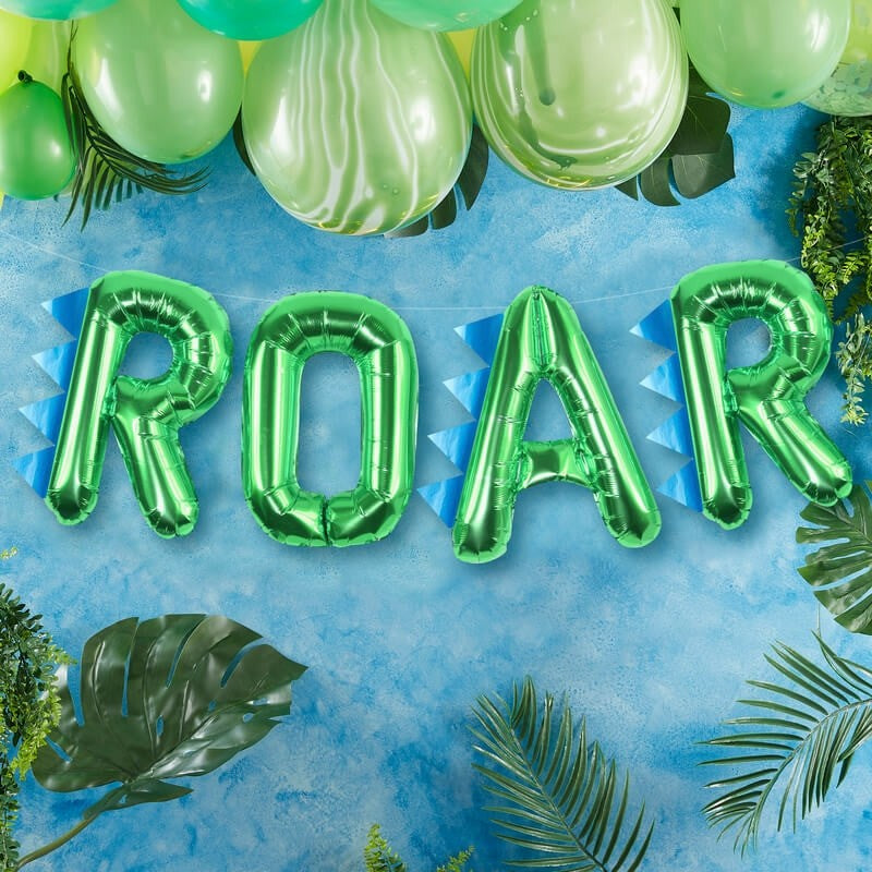 Dinosaur 'ROAR' Foil Green Party Balloon - Roarsome