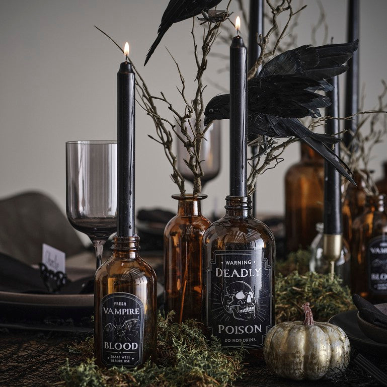 Halloween Candle Holders with Black Dinner Candles