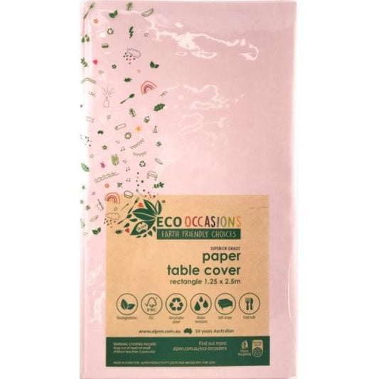 Eco Friendly Paper Rectangle Tablecover - Pastel Pink