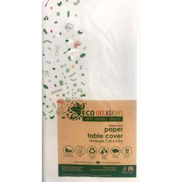 Eco Friendly Paper Rectangle Tablecover - White