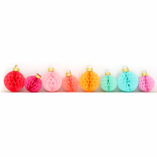 Rainbow Ornament Honeycomb Christmas Decorations 8 Pack