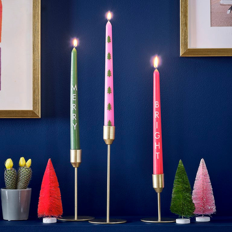 Merry and Bright Christmas Dinner Candles