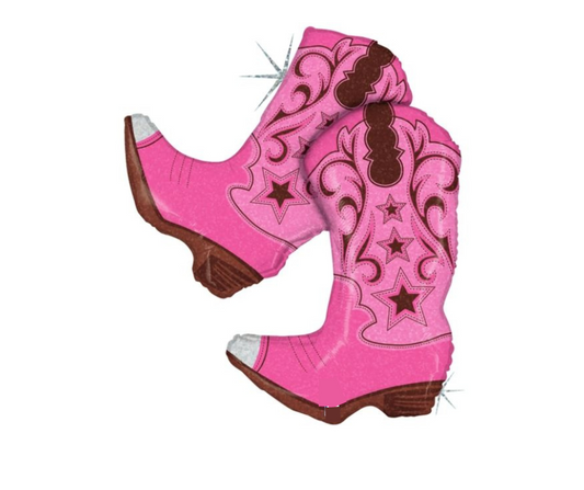 Holographic Pink Dancing Boots Foil Shape Balloon