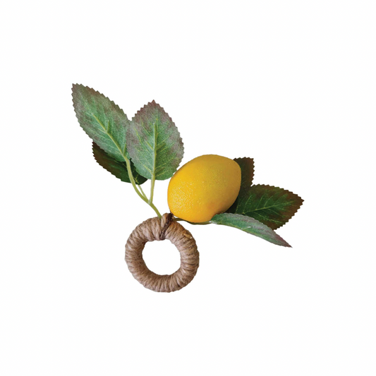 Mediterranean Lemon + Jute Napkin Rings -Set of 2