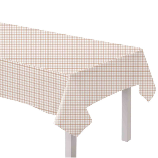 White Sand Gingham Eco Friendly Paper Tablecover