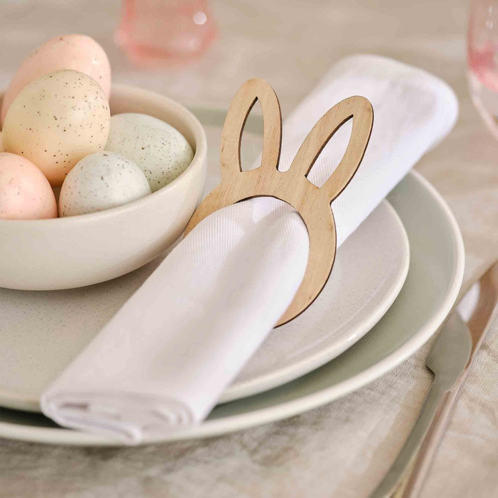 Wooden Bunny Ear Napkin Rings - Pack of 6