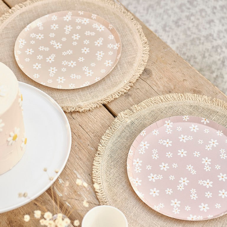 Daisy Floral Paper Plates - Pack of 8