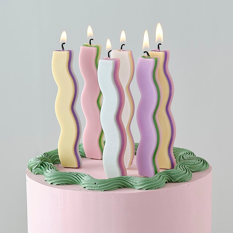 Pastel Wave Cake Candles 