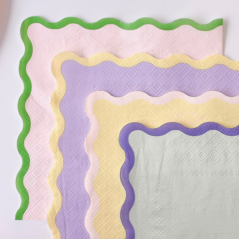 Pastel Wave Paper Napkins - Pack of 16