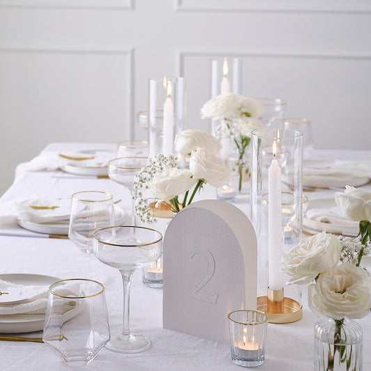 White Embossed Card Table Numbers