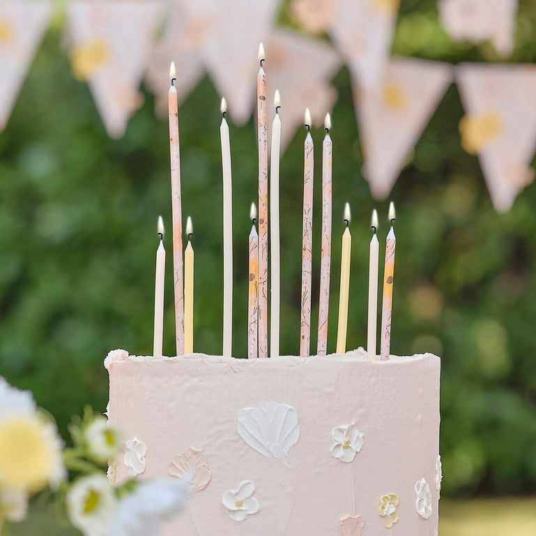 Tall Floral Cake Candles 