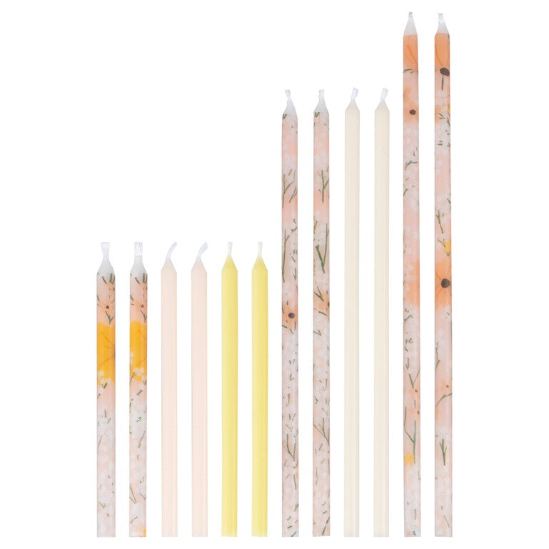 Tall Floral Cake Candles - Pack of 12
