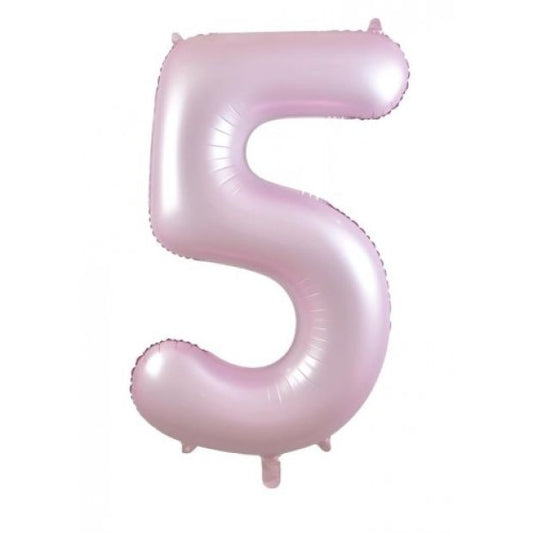 Matt Pastel Pink 86cm Number 5 Balloon