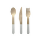 Wooden Cutlery Set of 30 - White