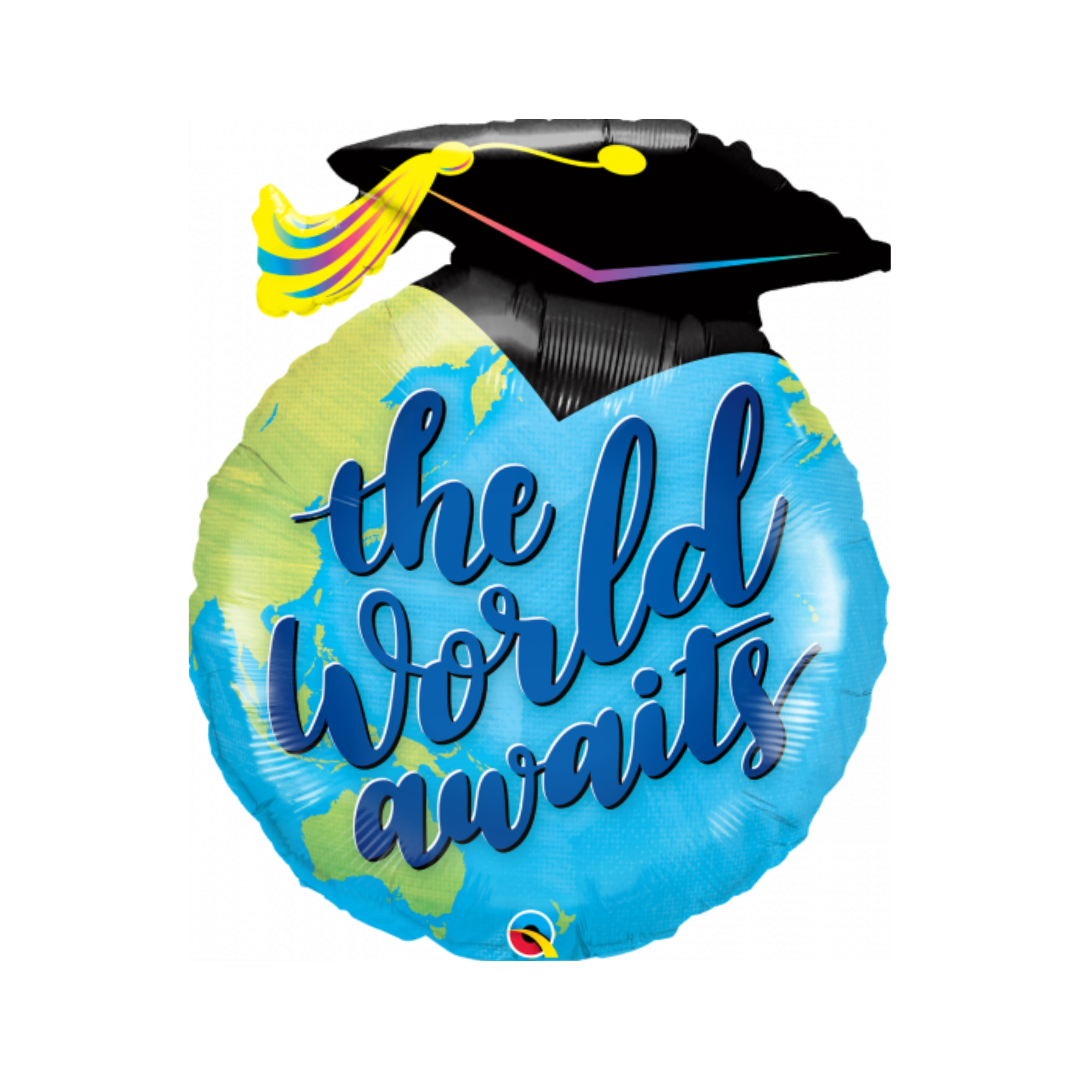 The World Awaits Graduation Foil Balloon