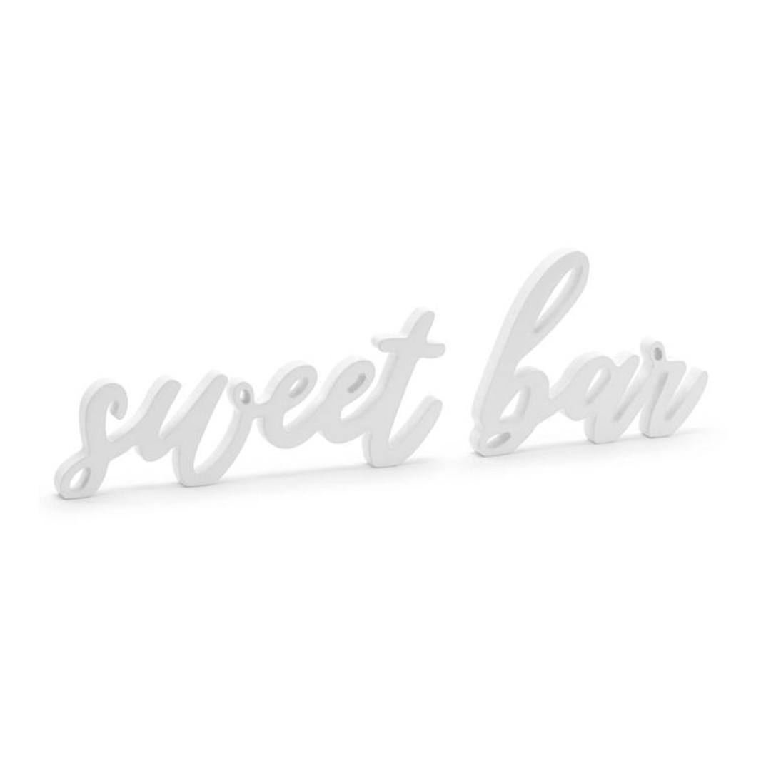 White Wooden 'Sweet Bar' Script Sign