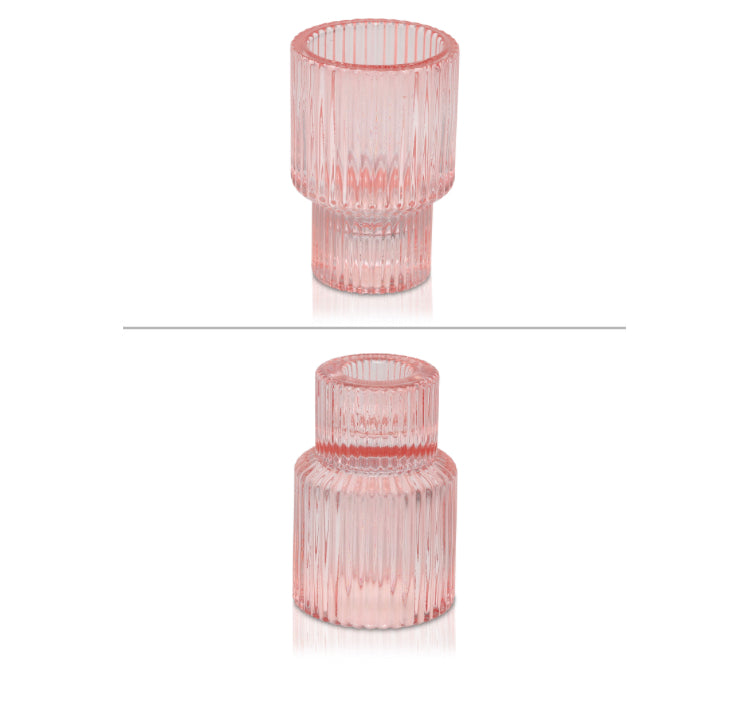 Arlo Vintage Glass Candle Holder - Rosé