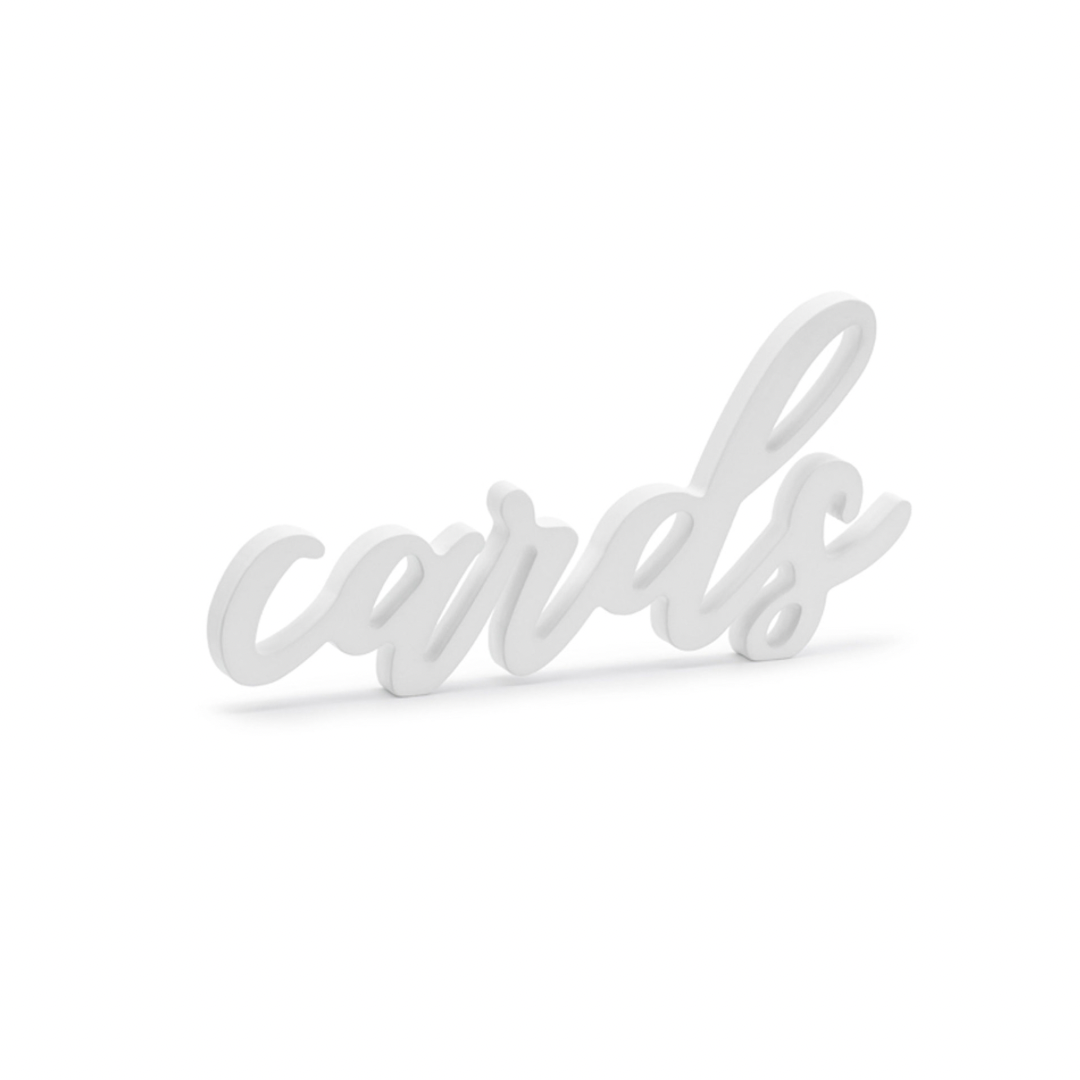 White Wooden 'Cards' Script Sign