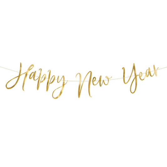 Gold Happy New Year Script Bunting