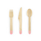 Blush Pink Hearts Wooden Cutlery - Pack of 18