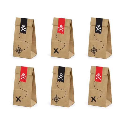 Pirate Party Mini Kraft  Paper Bags with Stickers